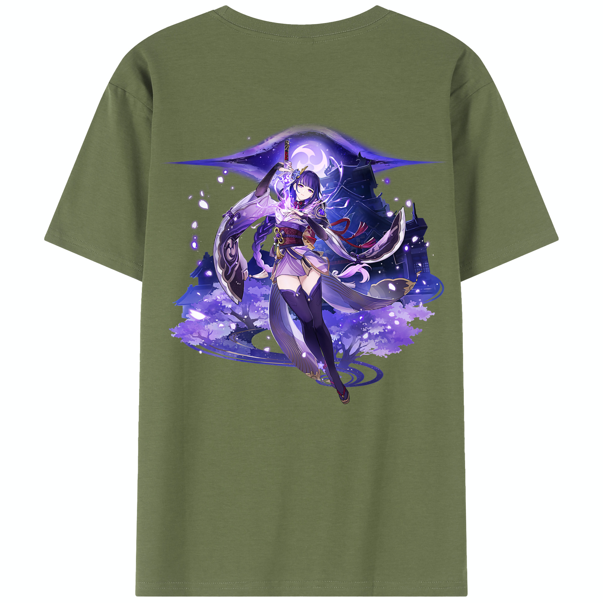 げんし神 雷電将軍 らいでんしょうぐん genshin Raiden Shogun 綿100％半袖Tシャツ（背面プリント）